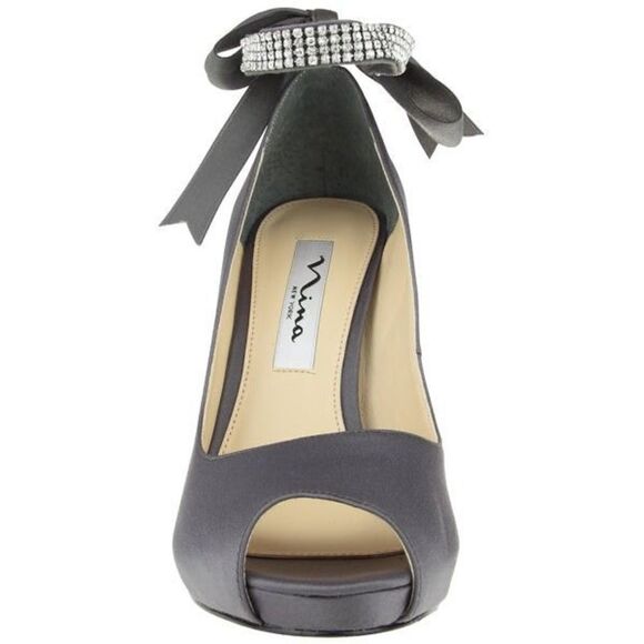 Nina KAREN WOMENS STEEL HH OPENTOE PUMP W/ANKLE STRAP size 7.5 - Picture 3 of 9